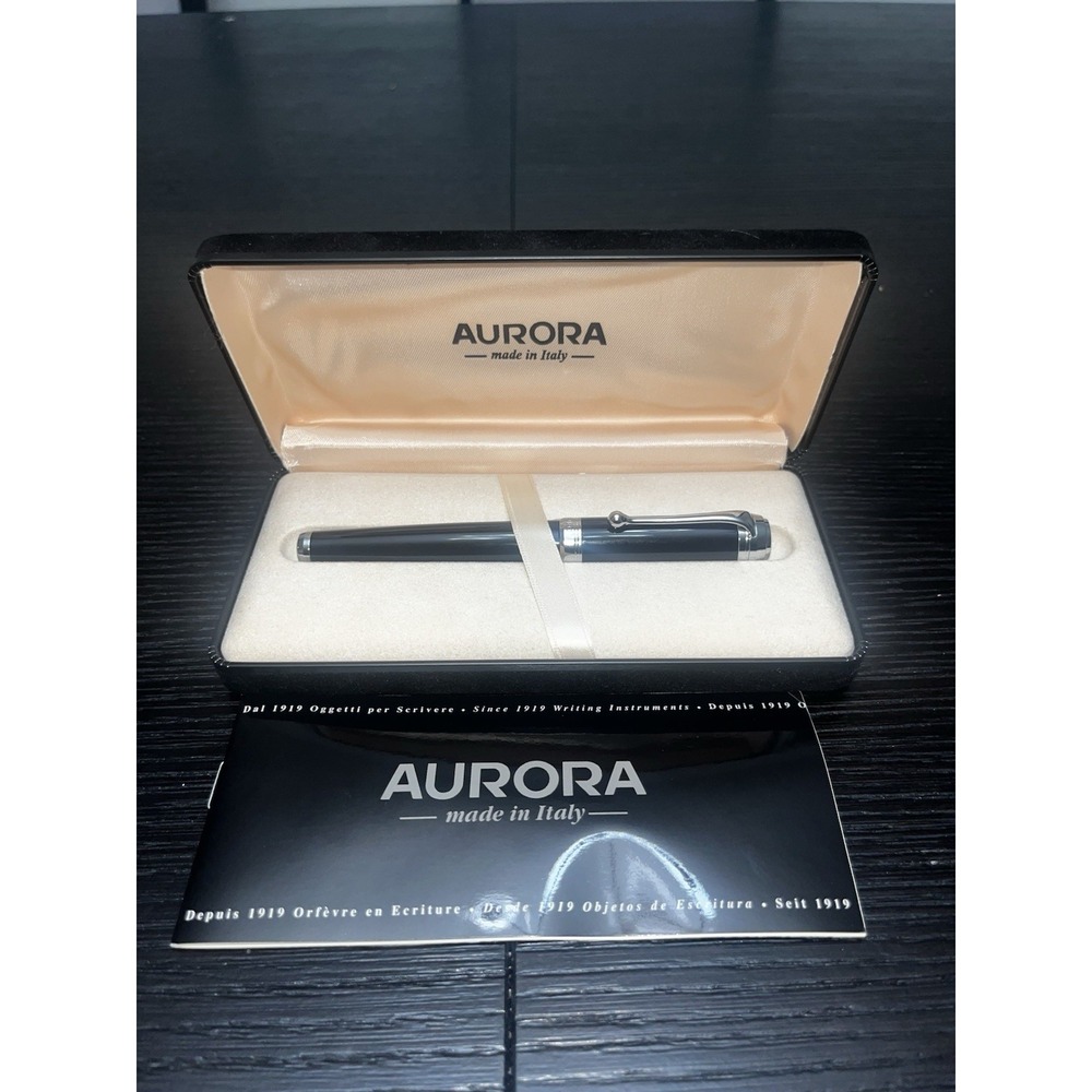 Aurora Talentum Classic Rollerball Pen - Black With Chrome Trim in Box D71N